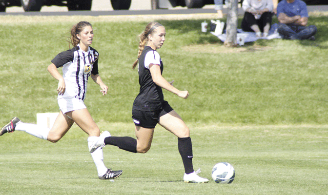 Lexi Fesenbek (right) had a goal and five assists leading NNU to two wins and a tie last week.